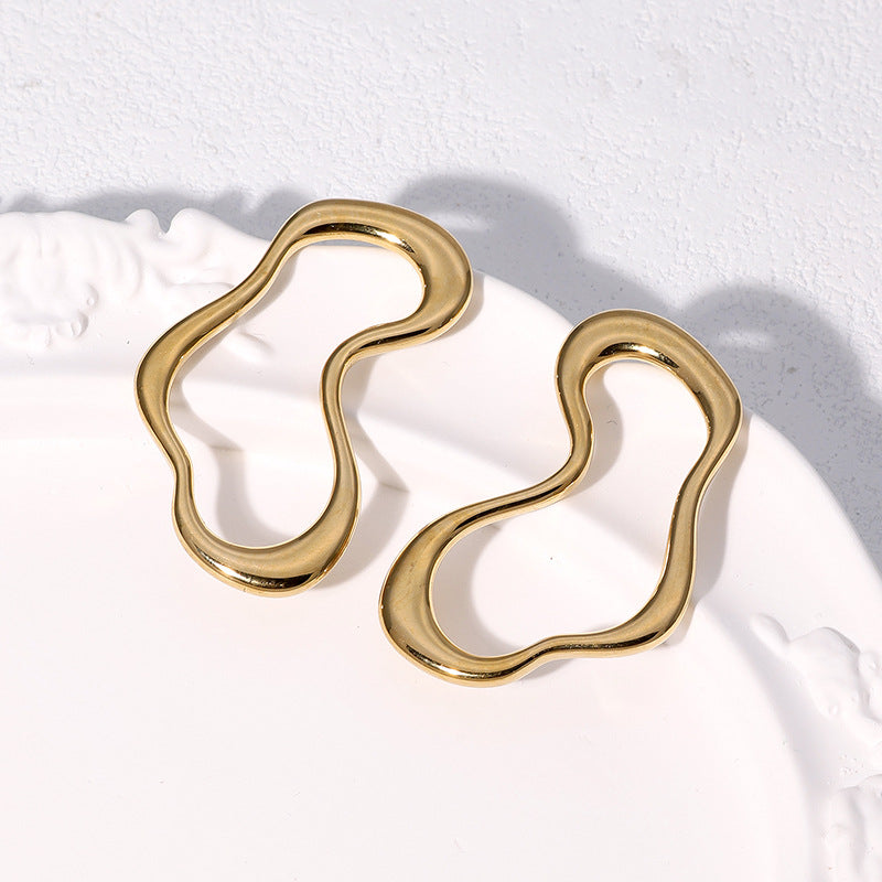 Minimalist Geometric Stainless Steel Earrings with 18K Gold Plating for Women