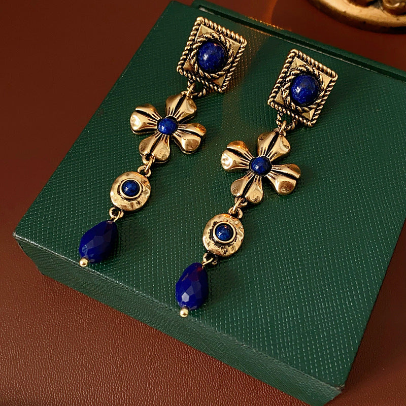 Vintage Floral Earrings with Alloy Construction and Handcrafted Details for Women