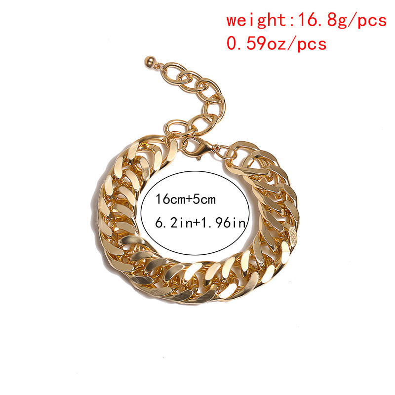 Vintage Punk Geometric Round Plated Alloy Chain Bracelet Unisex