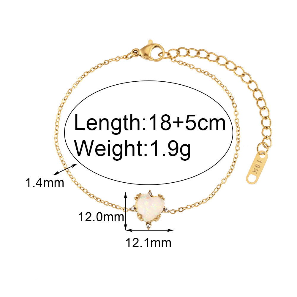 Set di collana, orecchini e bracciale da donna placcati oro in acciaio inossidabile a forma di cuore, con intarsi di strass, stile vintage