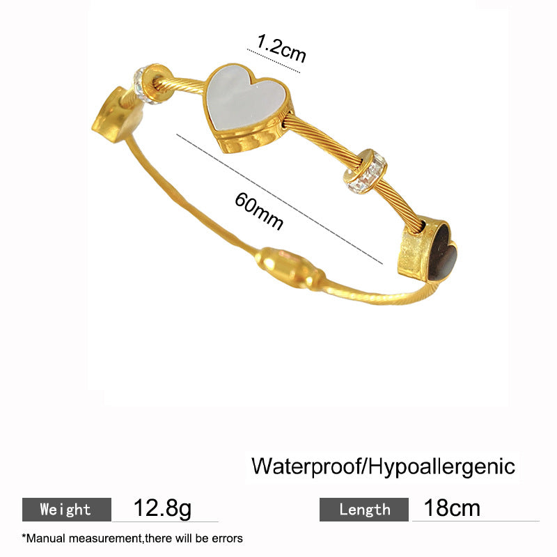 Sweet Heart Butterfly Plated Titanium Steel Bracelet for Women