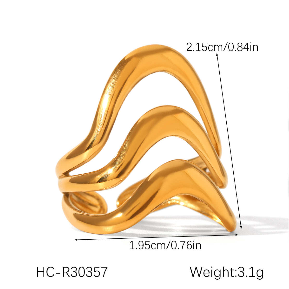 Minimalist Geometric Stainless Steel Ring with 18K Gold Plating for Women Titanium Steel Fade-Resistant Fashion Ring