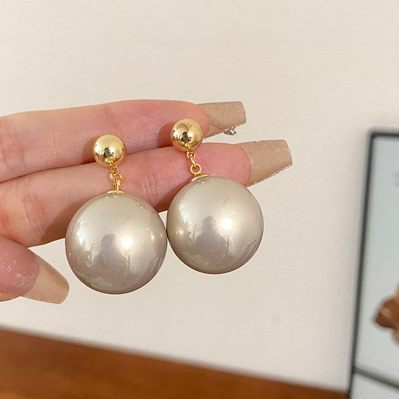 Orecchini a perno con perle stile vintage francese elegante con perni in acciaio placcato per donna, uso quotidiano, design rotondo geometrico minimalista, look di lusso