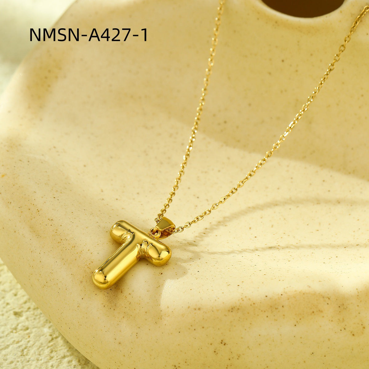 Fashionable Minimalist Stainless Steel Letter Pendant Necklace for Women with Plated Finish and Adjustable Length