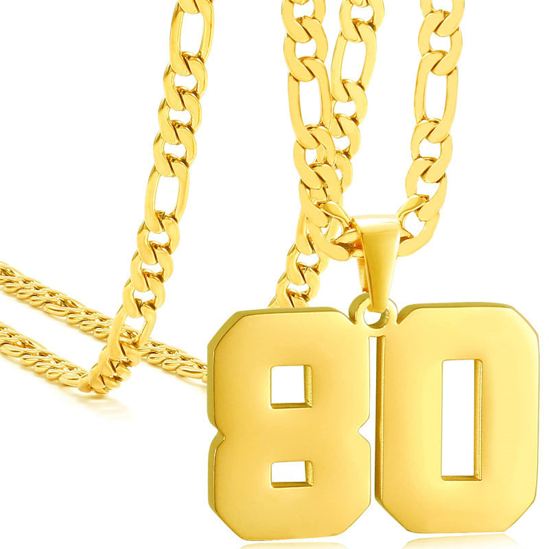 Minimalist Numeric Pendant Necklace for Men and Women Stainless Steel Chain with Polished Titanium Steel Charm