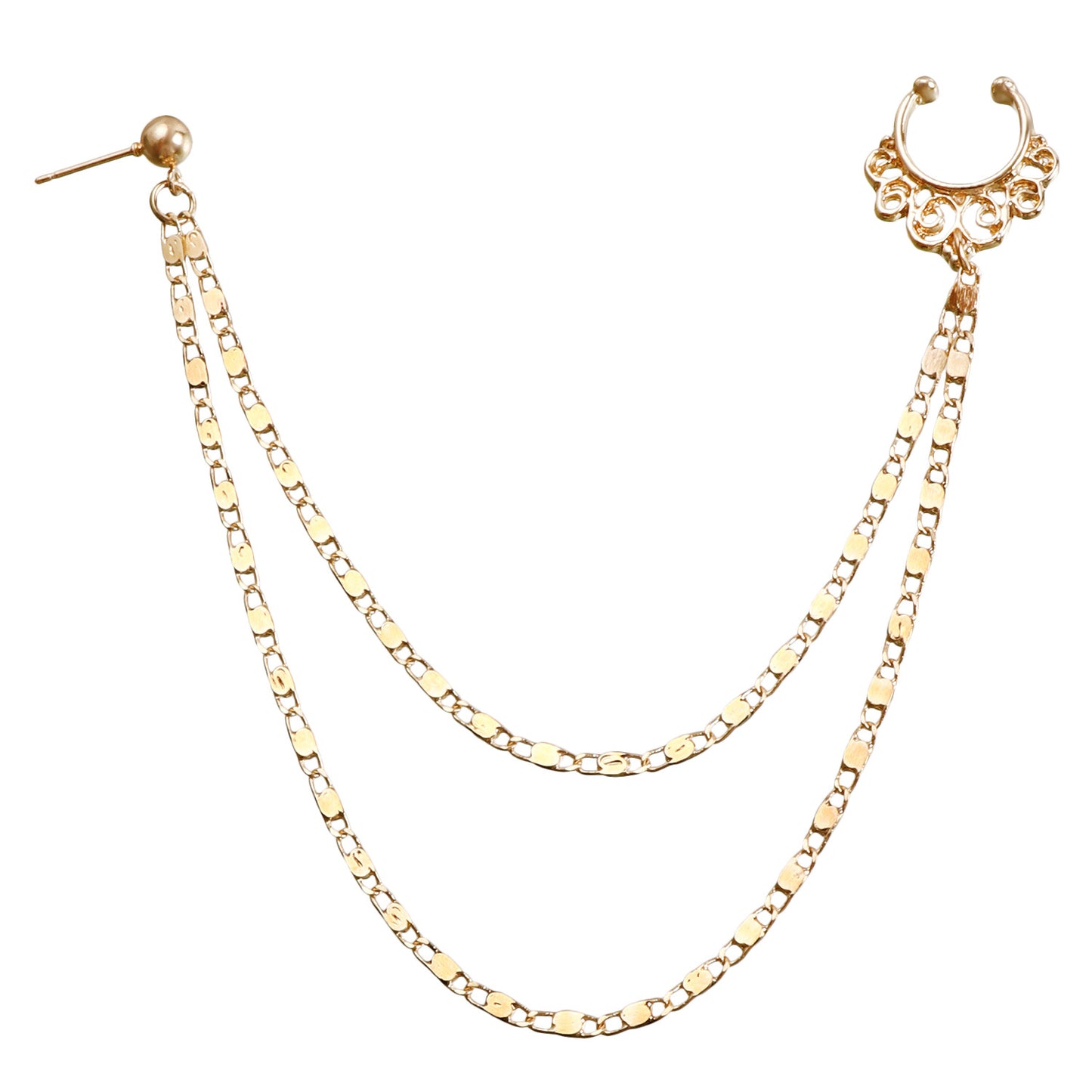 Minimalist Streetwear Ethnic Geometric Floral Drip Oil Plated Rhinestone Nose Ring for Unisex
