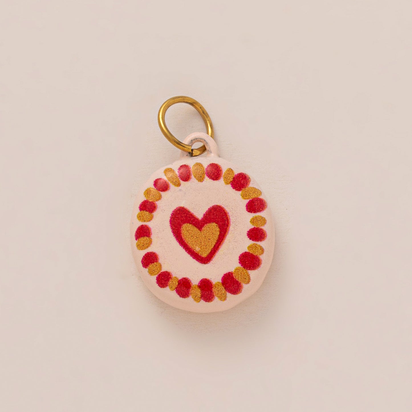 Vintage Round Floral Polka Dot Titanium Steel Pendant with 18K Gold Plating Charm Bar