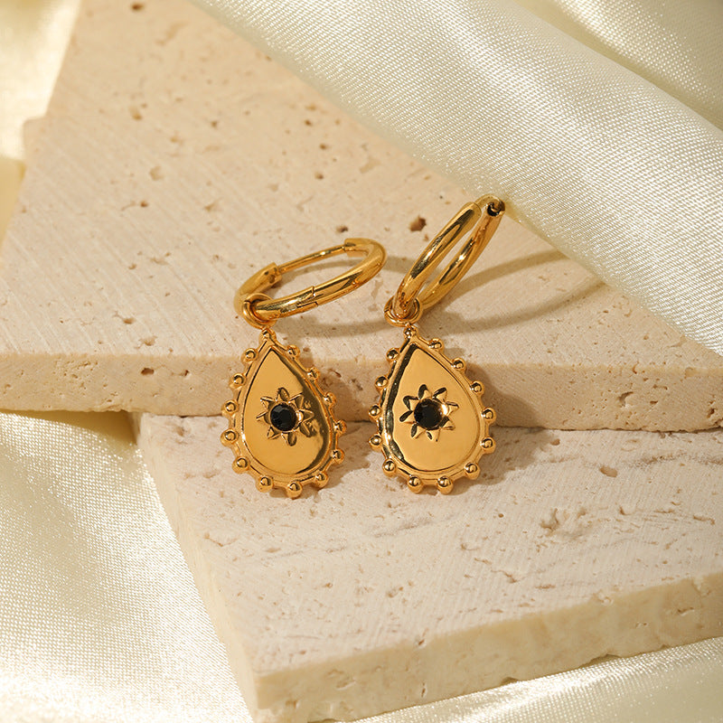 Orecchini da Donna in Acciaio Inossidabile a Goccia di Ispirazione Vintage con Placcatura in Oro 18K