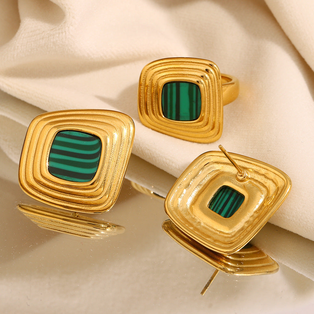 Fashionable Minimalist Geometric Acrylic Earrings with Stainless Steel Posts and 18K Gold Plating