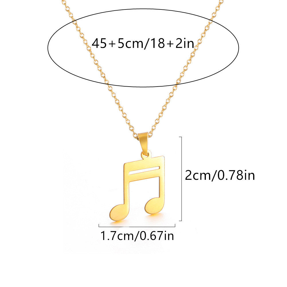 Collana pendente con nota musicale Hip Hop minimalista in acciaio inossidabile con ciondolo in titanio lucido per amanti della musica e amici, unisex