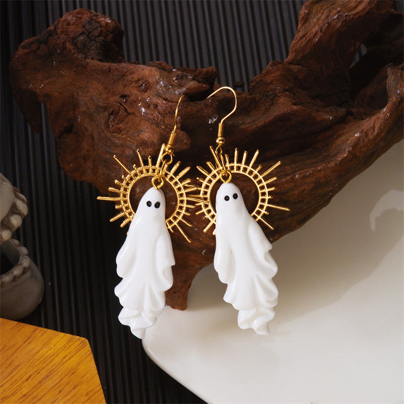 Orecchini a cerchio gotici con teschio scheletro scuro per coppie, con struttura in lega elettrolitica e design a tema Halloween
