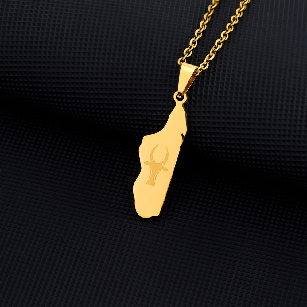 Collana Pendente Geometrica Minimalista in Acciaio Inossidabile con Finitura Placcata per Donna, Catena Maglione Leggera di Ispirazione Etnica