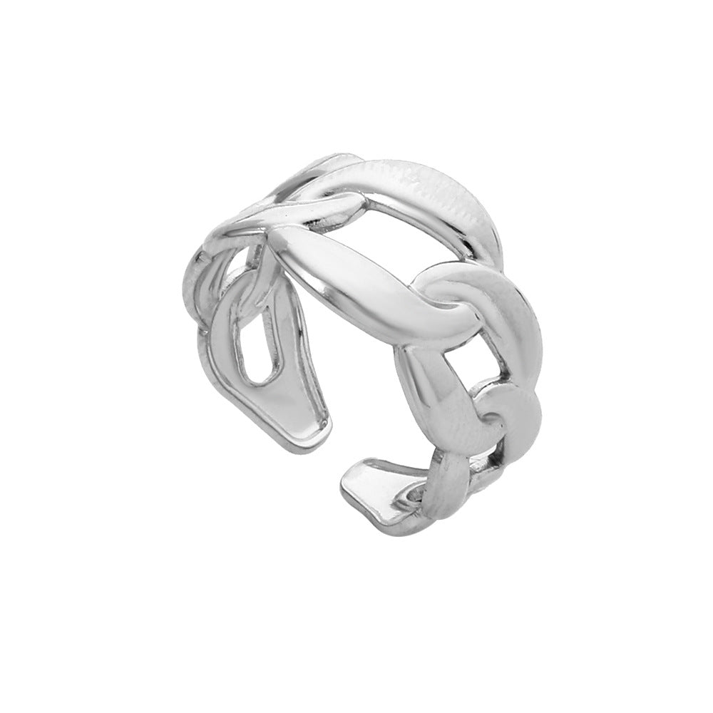 Minimalist Geometric Hollow Open Adjustable Titanium Steel Ring