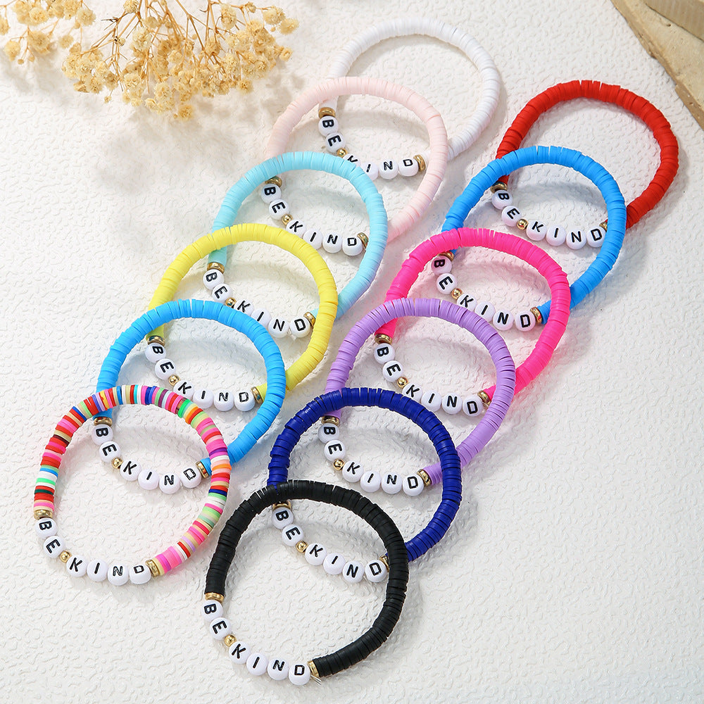 Casual Letter Resin Acrylic Bracelet Set