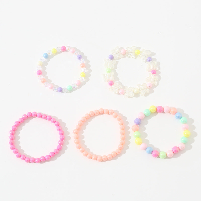 Juego de pulseras de cuentas acrílicas con forma de mariposa minimalista para niños hechas a mano con resina plástica