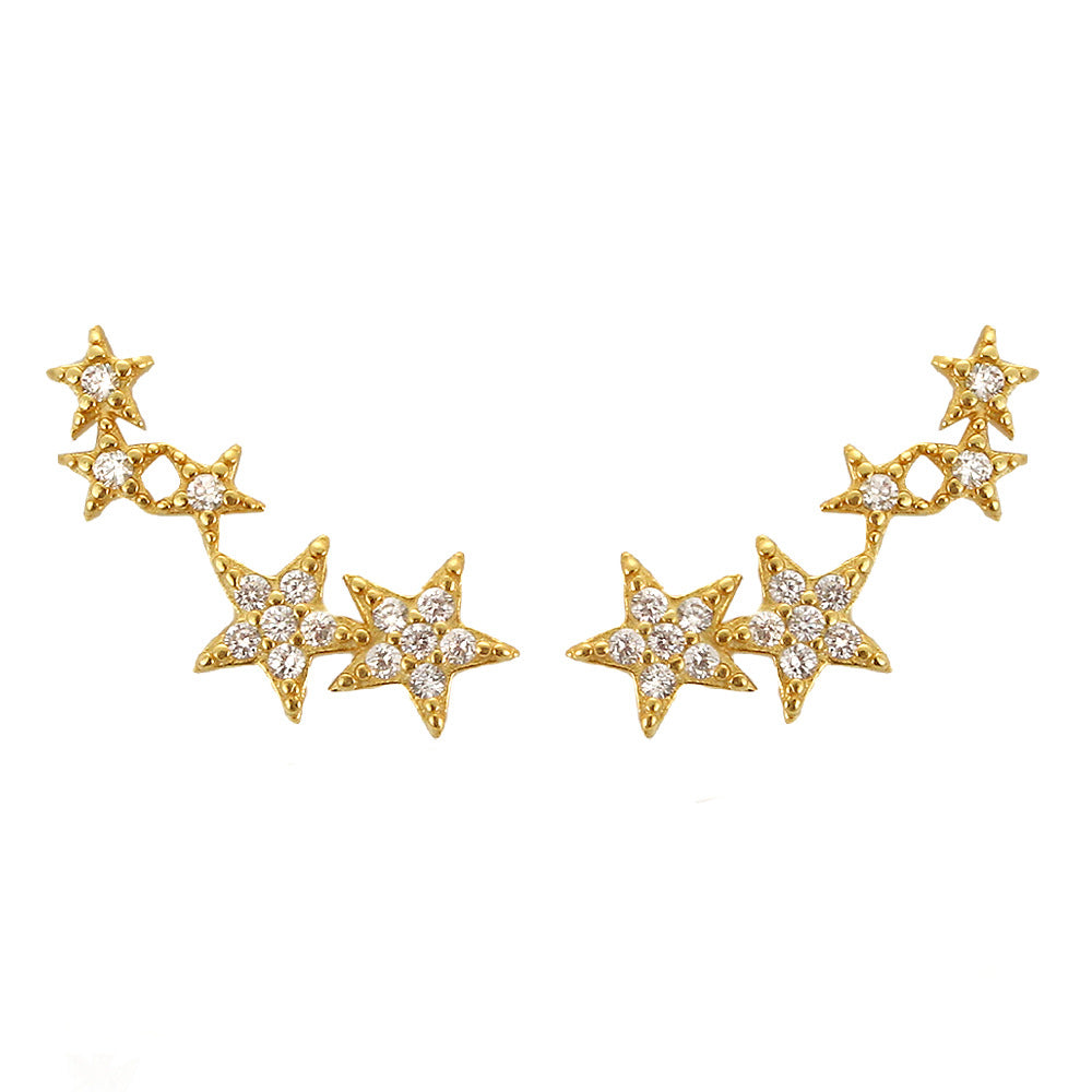 Orecchini a perno a forma di stella Sweet-Edgy in argento sterling S925 con intarsio di strass da donna