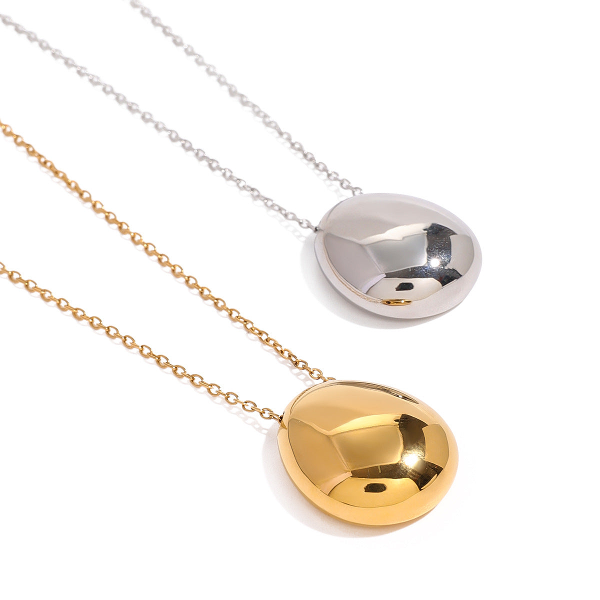 Minimalist Round Geometric Stainless Steel Plated Necklace with Titanium Steel Pendant for Women