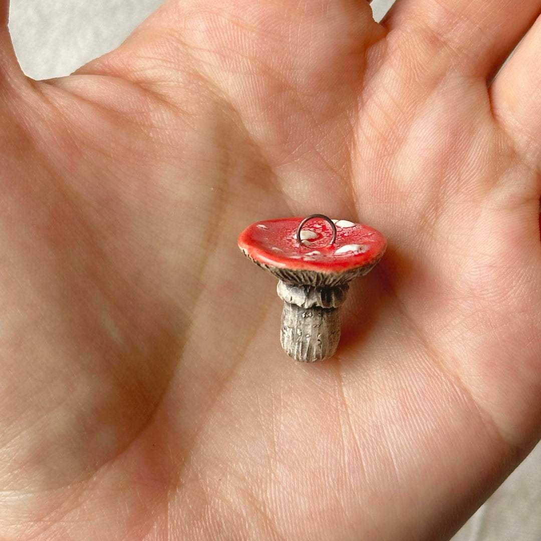 Vintage 18K Gold Plated Brass Drip Oil Mushroom Charm Bar