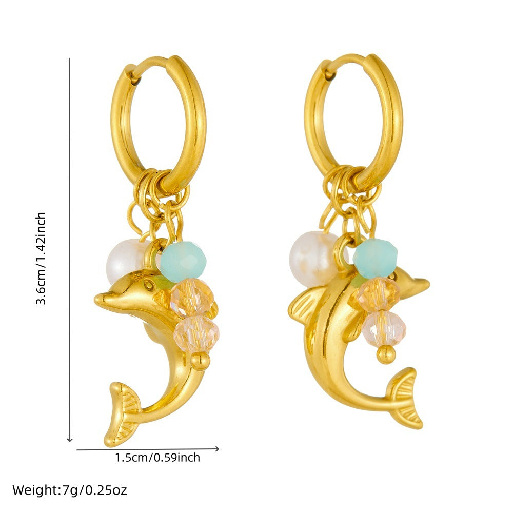 Sweet Minimalist Butterfly Dolphin Animal Stainless Steel Polished Earrings