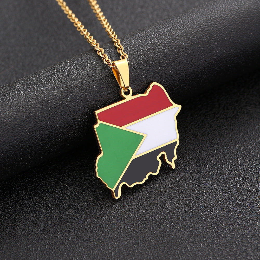 Collana Unisex alla Moda in Acciaio al Titanio Placcato Geometrico con Ciondolo in Acciaio Inossidabile con Catena a O