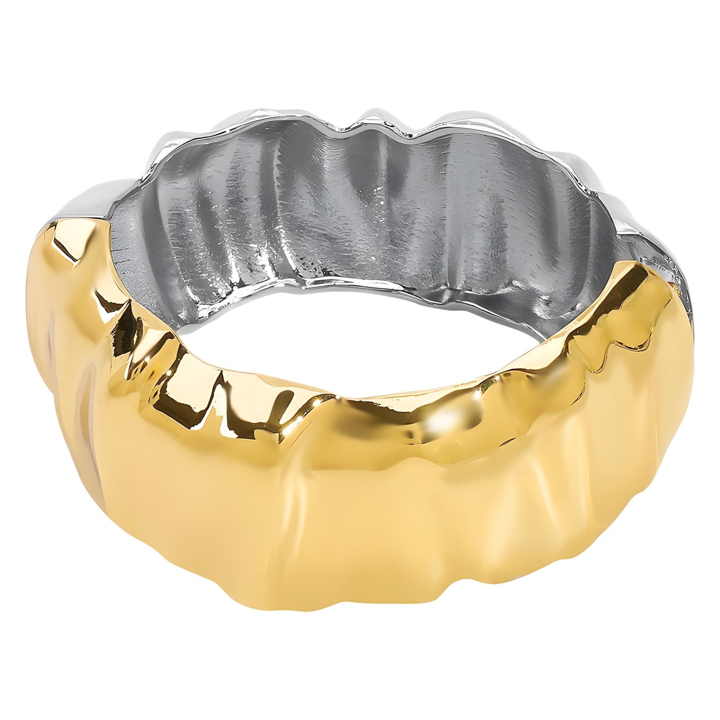 Brazalete rígido de metal texturizado geométrico vintage de aleación de zinc con acabado chapado