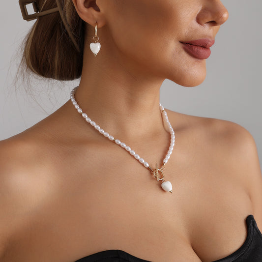 Casual Heart Geometric Resin Alloy Plated Necklace Set for Women