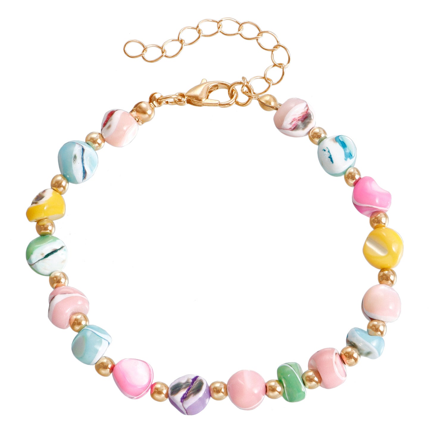 Collar con colgante de concha irregular y cuentas coloridas de dopamina para mujer con acabado chapado y diseño geométrico