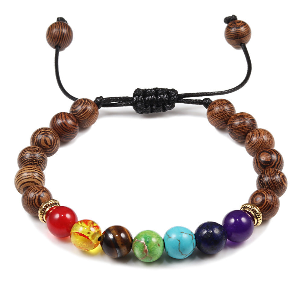 Bracciale regolabile unisex vintage bohémien rotondo geometrico in pietra vulcanica placcata