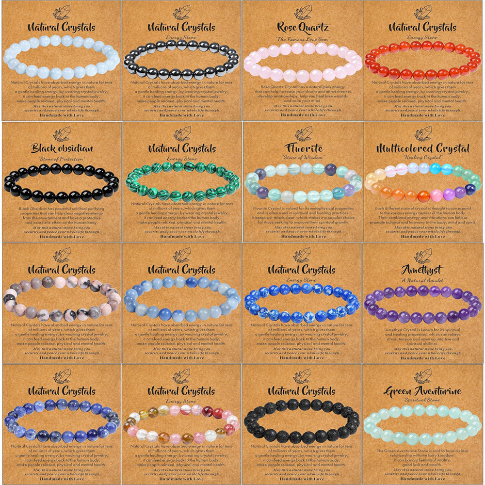 8mm Natural Turquoise Round Bead Stretch Bracelet Unisex Geometric Handmade Jewelry