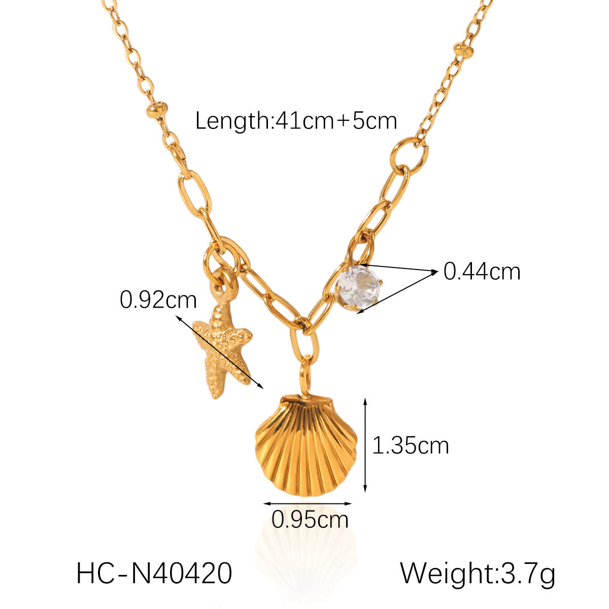 Minimalist Ocean-Inspired Stainless Steel Pendant Necklace with Shell Charm and Plated Finish for Women