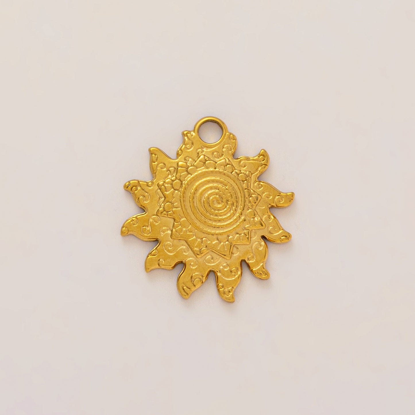 Vintage 18K Gold Plated Stainless Steel Sun and Pepper Pendant Charm Bar for Women
