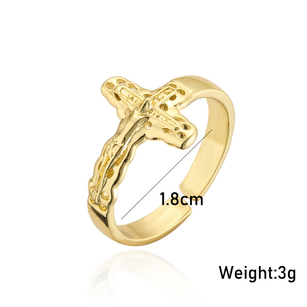 Anello Aperto Geometrico Minimalista in Rame Placcato Oro 18K, Unisex