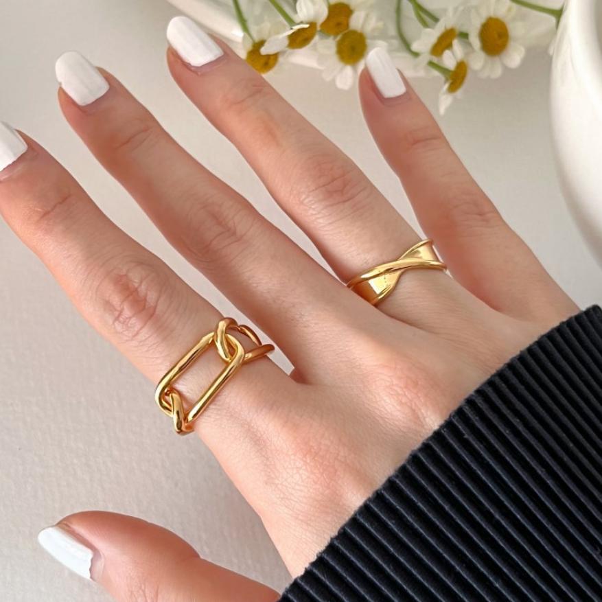 Anillo de plata de ley 925 con forma de corazón plegado irregular para mujer, joyería minimalista llamativa