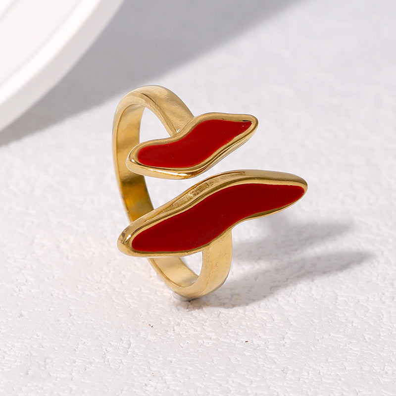 Anello Aperto Regolabile Geometrico Minimalista in Acciaio Inossidabile Placcato Oro 18K da Donna
