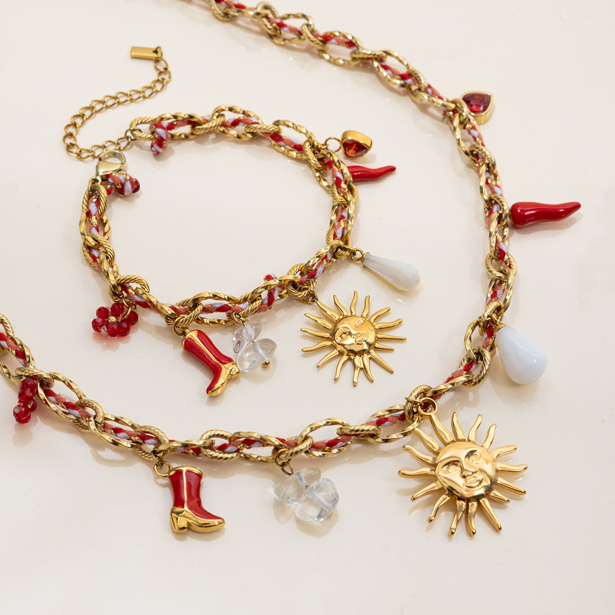 Collana con ciondolo in acciaio al titanio alla moda a tema frutta con catena in acciaio inossidabile placcato per donna