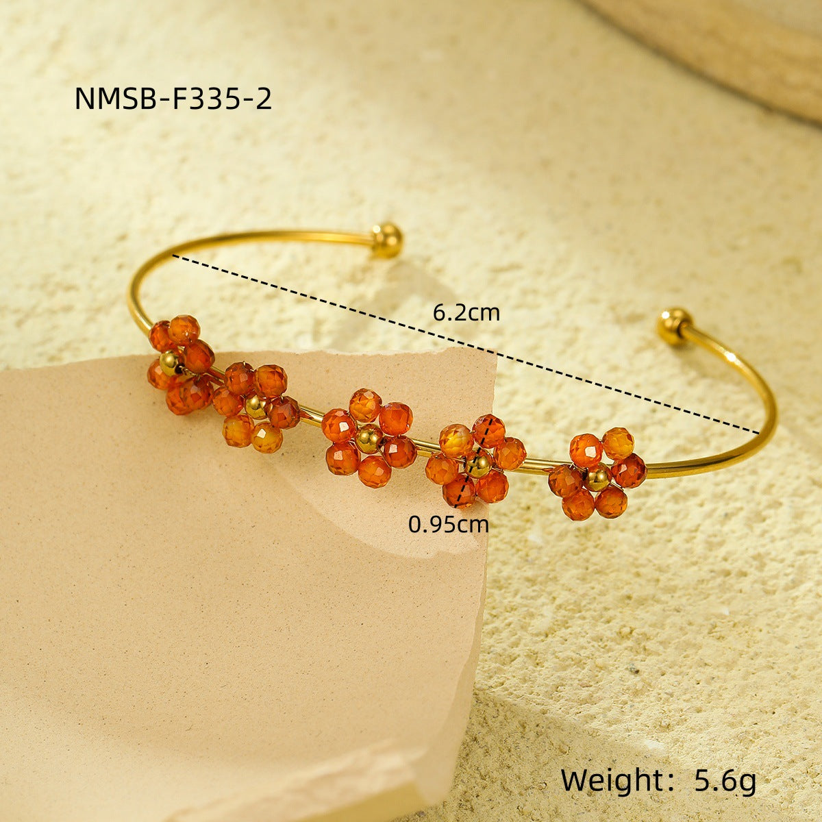 Bracciale a fiore minimalista elegante in acciaio al titanio e zircone con finitura placcata da donna