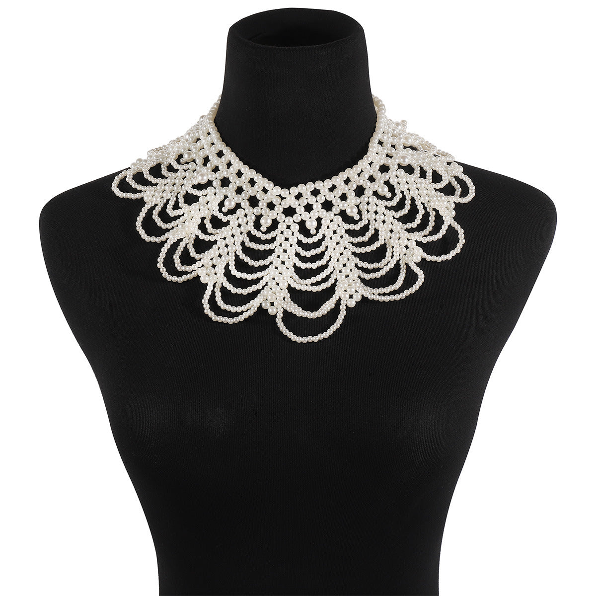Gargantilla estilo perla, vintage inglés retro, geométrica, con cuentas y colgante de tela para mujer