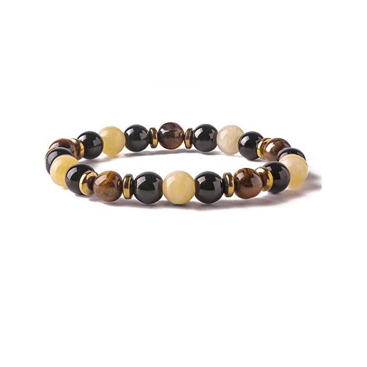 Minimalist Natural Agate Beaded Bracelet Unisex Geometric Round Stone Hand Jewelry