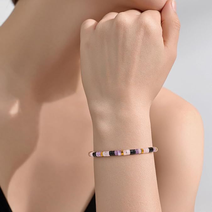 Minimalist Geometric Round Crystal Handmade Woven Bracelet Unisex Stress Relief Gift