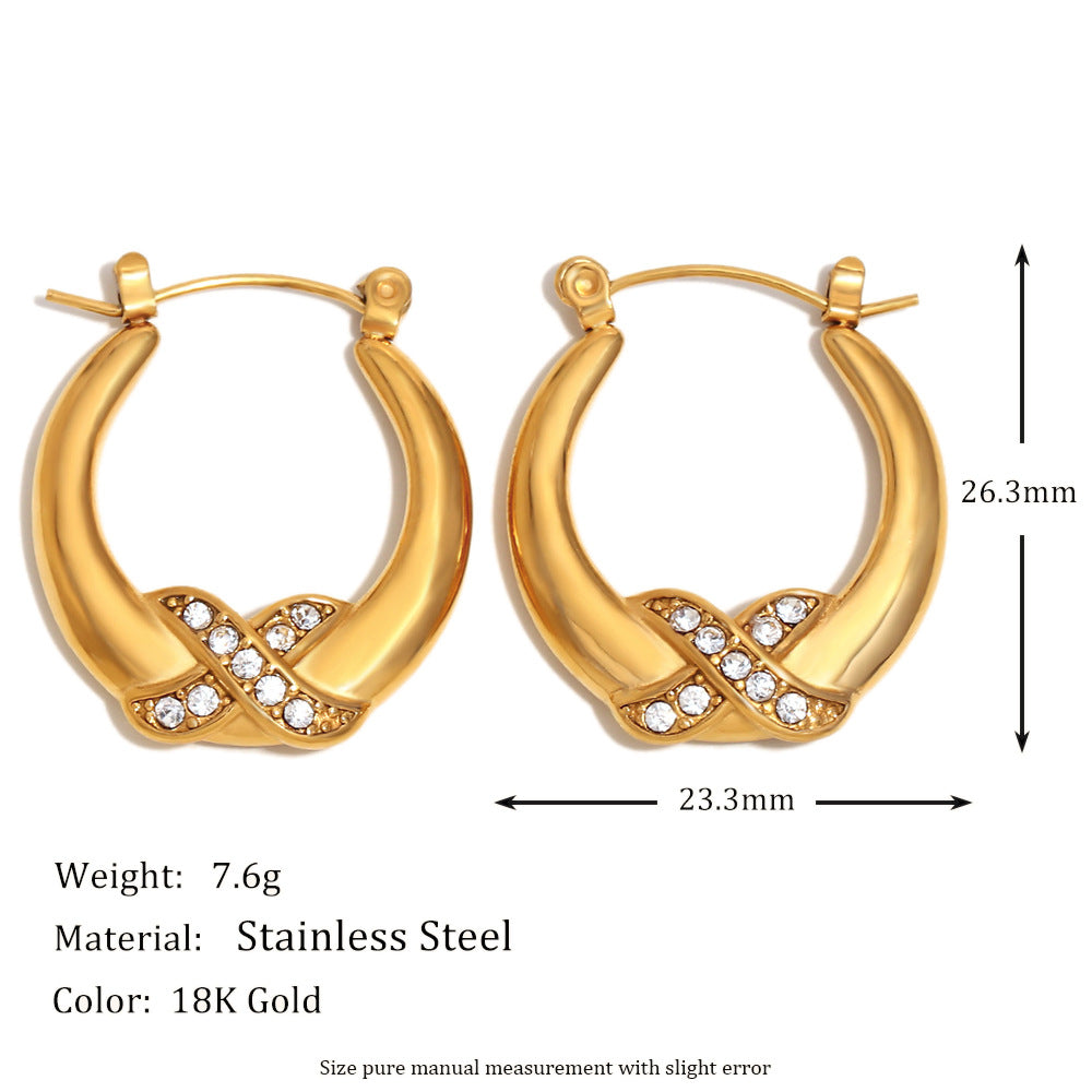 Orecchini a Cerchio a Forma di Aragosta Geometrica in Acciaio Inossidabile con Placcatura in Oro 18K da Donna