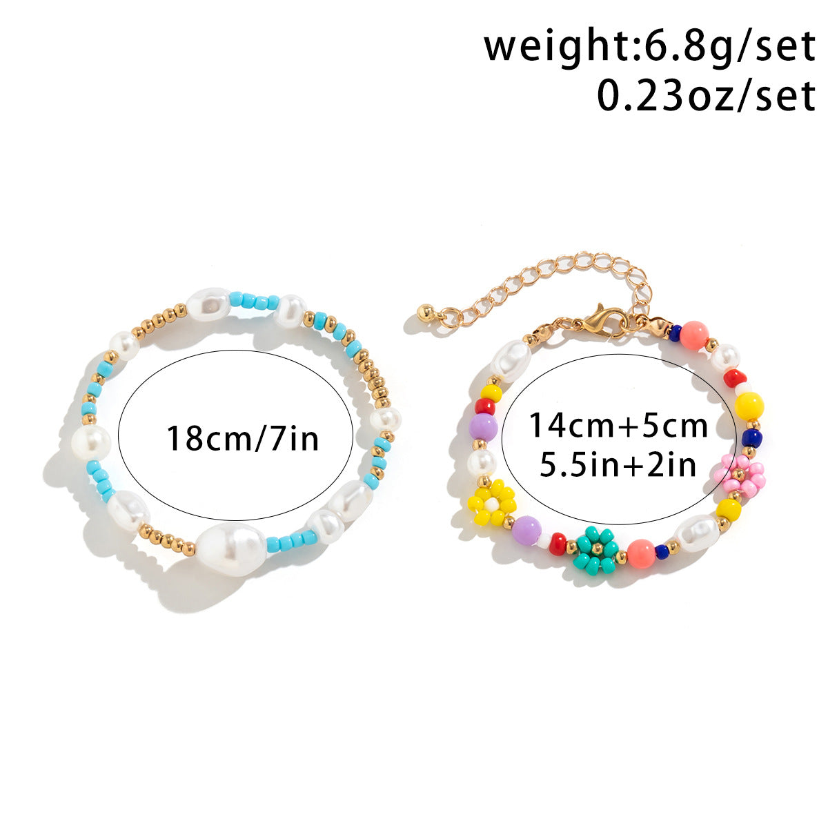 Minimalist Sweet Floral Imitation Pearl Beaded Bracelet for Women