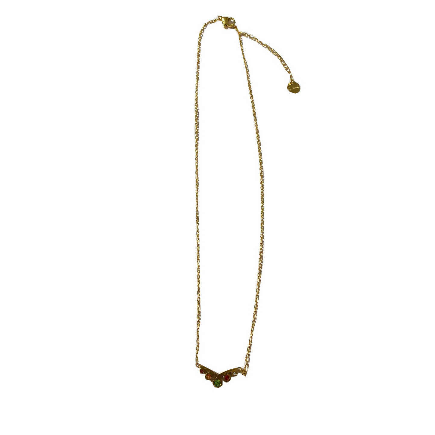Minimalist Luxury Gold Plated Titanium Steel Geometric Deer Antler Necklace with Colorful Cubic Zirconia for Unisex