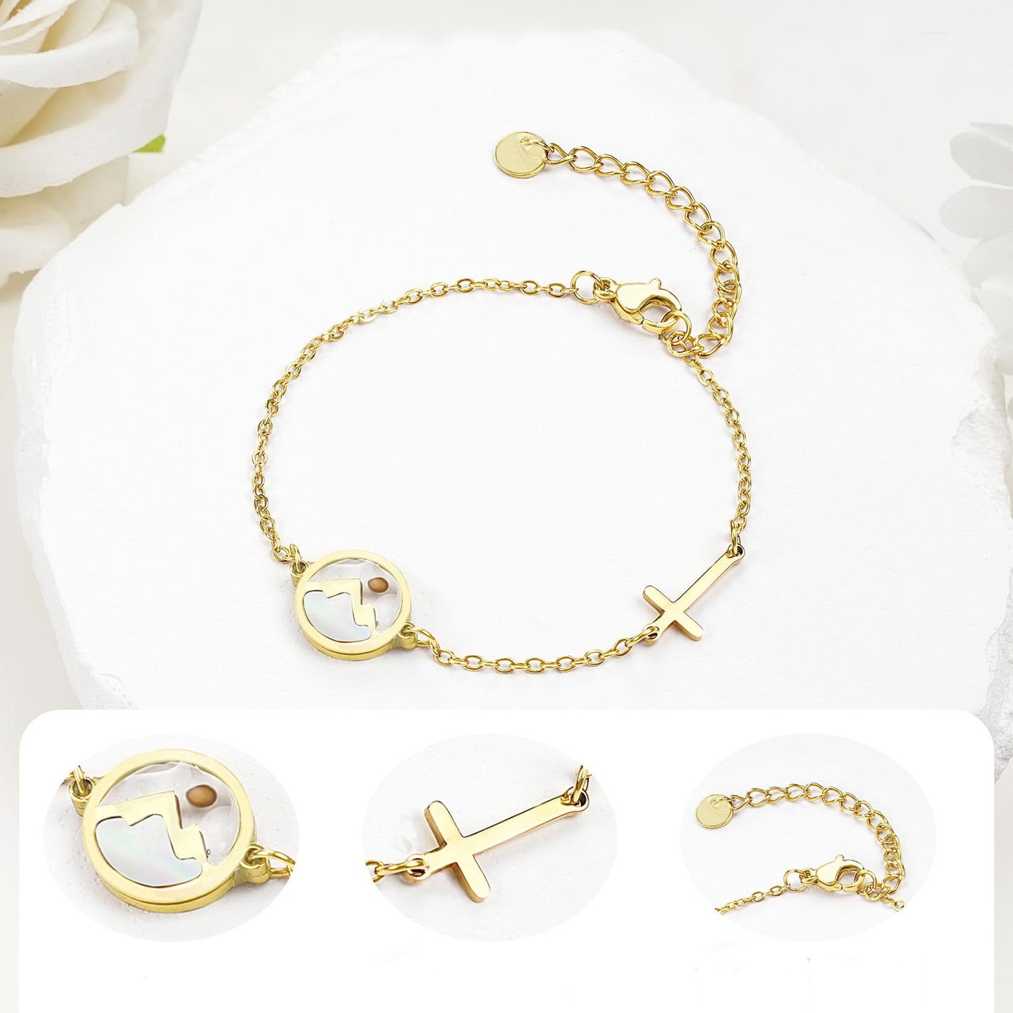 Luxury Elegant Geometric Floral Stainless Steel Bracelet for Women