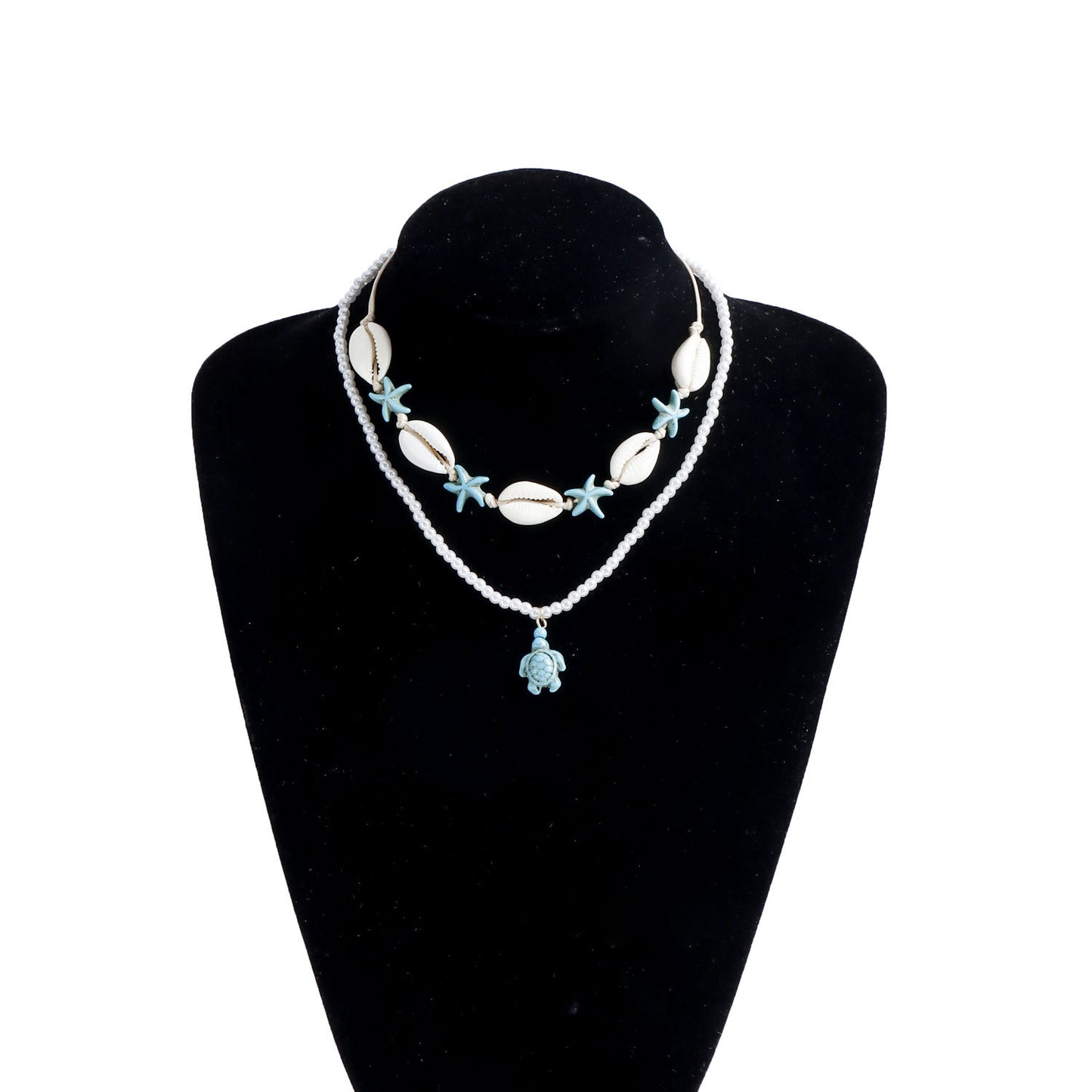 Bohemian Hand-Knotted Summer Necklace with Shell Star Turtle Pendant for Women
