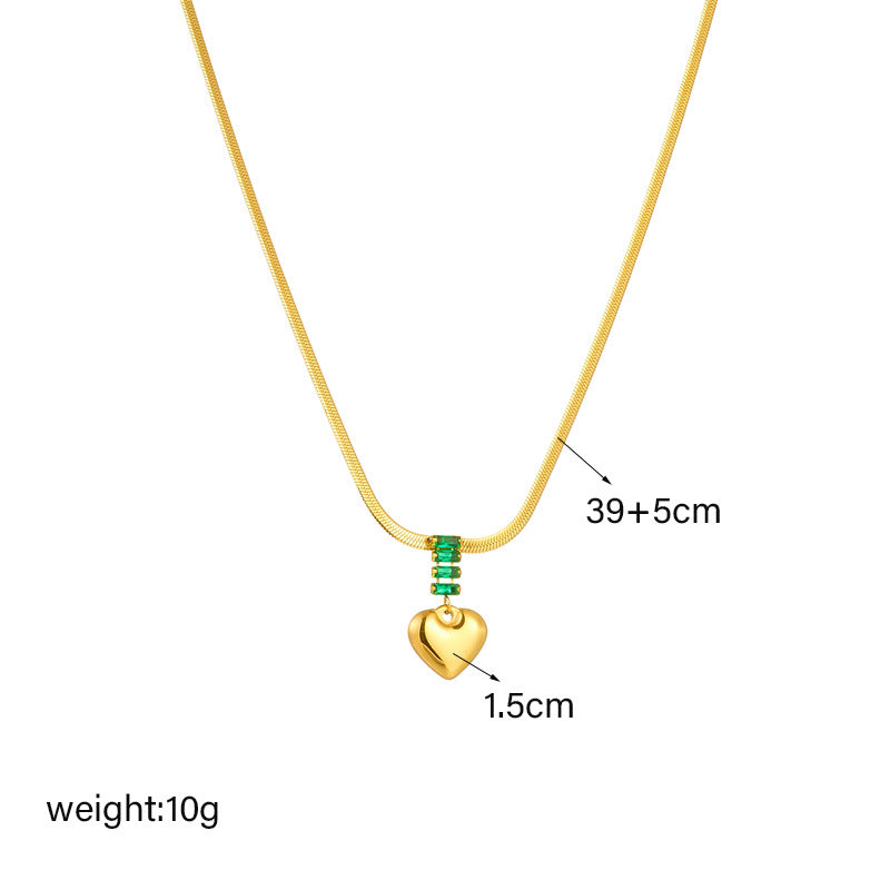 Vintage Fashion Heart-Shaped Plated Stainless Steel Pendant Necklace with Snake Chain for Women