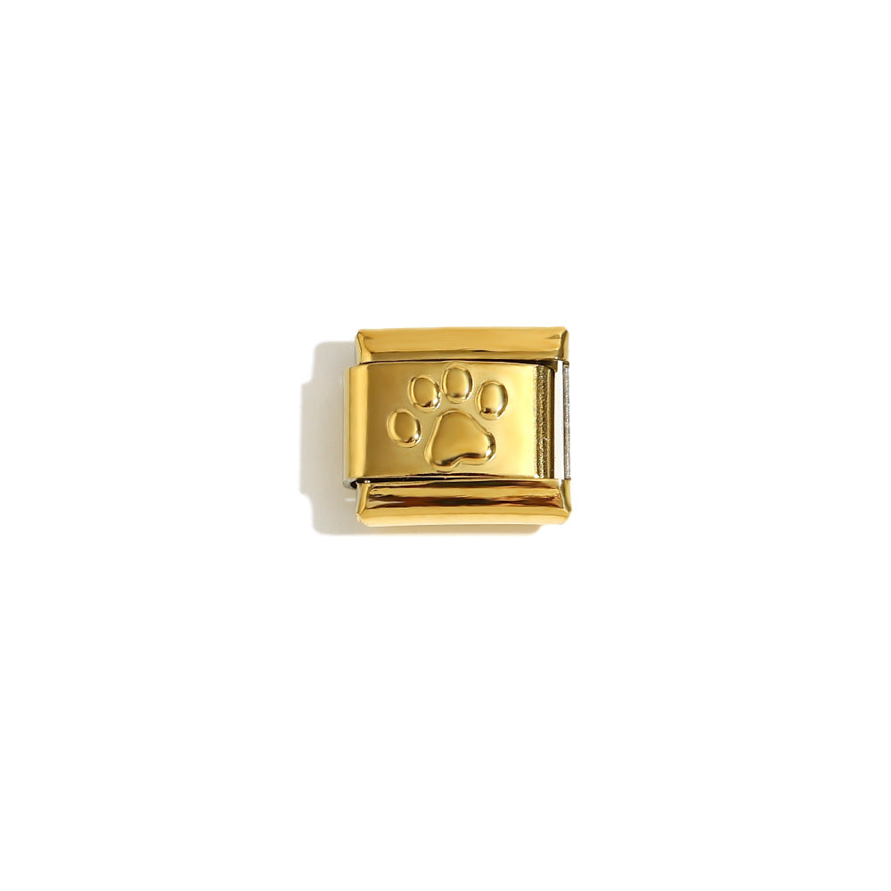 Elegant 18K Gold Plated Drip Oil Square Stainless Steel Charm Bar for Women