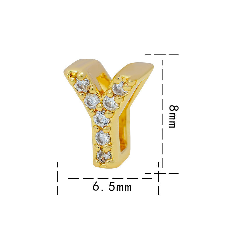 Collana con Ciondolo a Lettera Minimalista da Donna in Acciaio al Titanio con Placcatura in Oro 18K e Strass su Catena O-Ring