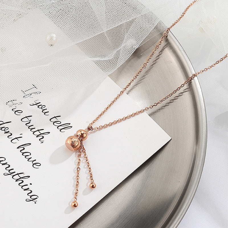 Minimalist 18K Gold Plated Titanium Steel Gourd Pendant Necklace for Women