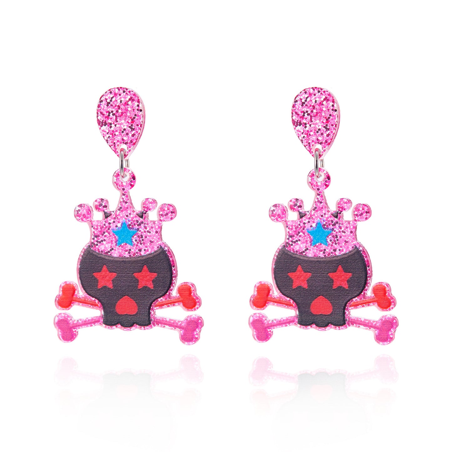 Halloween-Themed Acrylic Earrings with Cartoon Pumpkin and Ghost Design, Electroplated Fashion Jewelry for Women