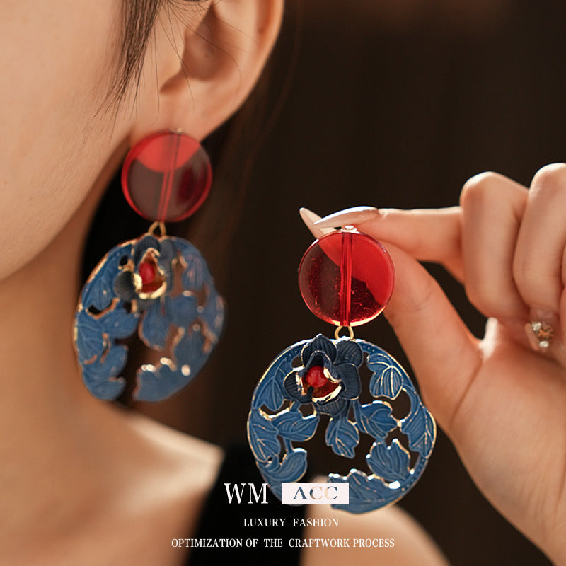 Vintage Chic Floral and Geometric Alloy Earrings with Gold Plating for Women Lightweight Elegant Ear Hooks